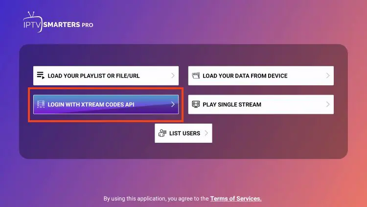 choose login with xtream